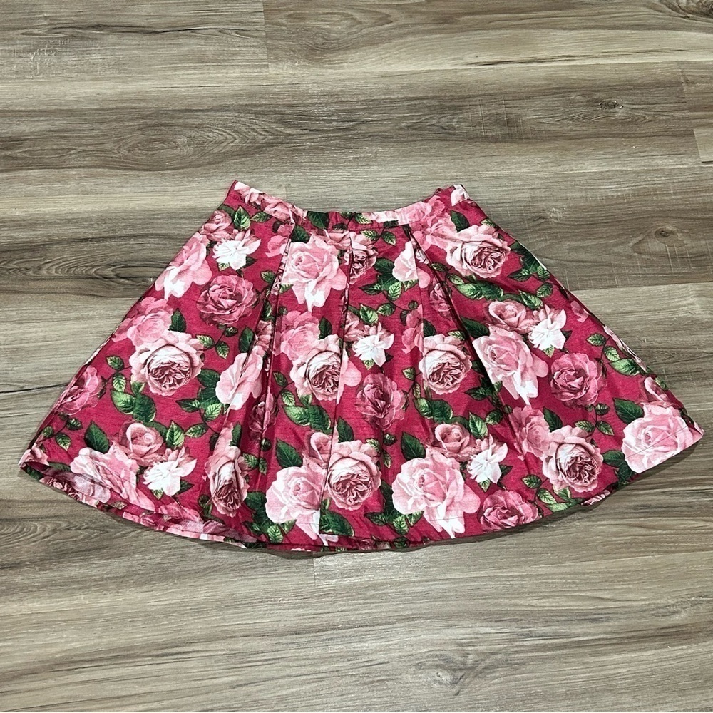 MY MICHELLE Magenta Pink Floral Pleated Skirt Women Size 7